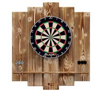 WOODEN Dartboard Surround | Premium dart wall protection & tablet holder | Burned Look | WITHOUT tablet holder (catch ring, dart surround, backboard)