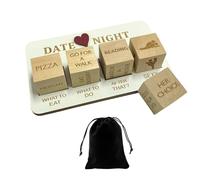 Wooden Date Night Dice for Couples，Portable Dice Set Romantic What to Do Date Night Couples Games with Pouch Storage，for Couples Valentine's Day Birthday Wedding