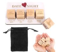 Wooden Date Night Dice for Couples - Romantic Games with Pouch Storage for Dating, Valentine's Day, Weddings, Anniversaries & Birthdays