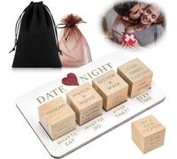 Wooden Date Night Dice,Romantic Couple Dice Games,Funny Creative Date Night Dice Help You Make Decisions,Novelty Action Decision Dice Games for Valentine's Day Anniversary