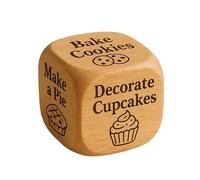 Wooden Date Night Dice with 6 Tasks Determine Dice for Women Men Gifts(Bake)
