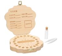 Wooden Deciduous Teeth Box Kids Keepsake Holder | My First Tooth, Beige Dragon Pattern, Sturdy Wooden Design, Practical Storage for Childhood Mementos