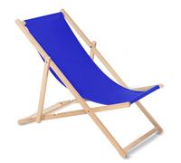 Wooden Deck Chair Beech Wood Foldable 3-Step Backrest Adjustment [21 Colours] UK
