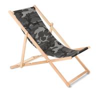 Wooden Deck Chair Beech Wood Foldable 3-Step Backrest Adjustment [21 Colours] UK