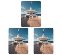 Wooden Deck Yacht Car Air Freshener, 3 Pcs Square Hanging Air Freshener Cards, Long Lasting Fragrance Scented Cards for Car, Home, Office White-style
