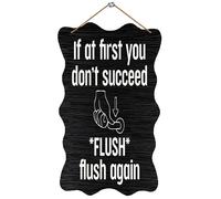 Wooden Decor If At First You Don‘T Succeed, Flush, Flush Again. Wall Decor Office Decor Wall Plaques Wooden Wall Hangings Sign Bathroom Decor For Home Office 12X6 In