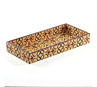 Wooden Decorated Tray Handmade Handcrafted Rectangular Decorative Tray Platters for Table Decor Kitchen Home and Gifting (Brown)