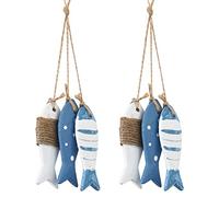 Wooden Decoration fish,RoadLoo Wooden Fish Maritime Wall Decoration Mediterranean Style WoodenDecor Fish Bones for Wall Decor Door Hanging Ornament Beach Theme Garden Office Home Decorations (2)