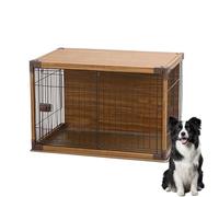 Wooden Decorative Dog Crate House TV Stand 2-in-1 Furniture Style Indoor Cage for Small Medium Dogs - Modern Indoor Furniture Style Pet Crate by Prime Paws