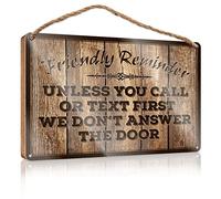 Wooden Decorative Plaque Friendly Reminder Unless You Call Or Text First We Don'T Answer The Wooden Sign Outdoor Fall Decorations Vintage Decor(23X35CM)