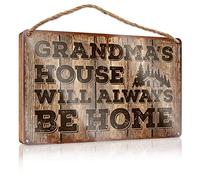 Wooden Decorative Plaque Grandmas 'S House Will Always Be Home Wooden Sign Outdoor Fall Decorations Vintage Decor(23X35CM)