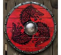 Wooden Decorative Shield for Home, Medieval Valhalla Shield with Authentic Battleworn Finish, for Reenactment & Role-playing Display #2