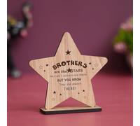 Wooden Decorative Showpiece Star Design Brothers are Like Stars, we Can't Always See Them but You Know They are Always There! Gift | Home Decor | Raksha Bandhan, Birthday Gift for Brother