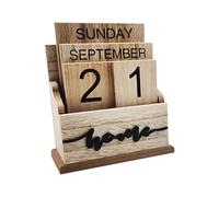 Wooden Desk Calendar - 590g Retro Multipurpose Perpetual Calenddar | 5.12x2.56x5.98 Inches Rustic Calendar For Bedrooms, Decorative Date Blocks For Living Rooms, Home Decor