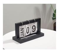 Wooden Desk Calendar Durable Desktop Calendar Flip Chart Page Turning Calendar Reusable Home Calendar Ornament(Black)