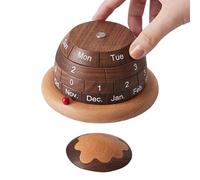 Wooden Desk Calendar, Permanent Wood, Perpetual Calendar Planet Reusable Rustic Blocks, Aesthetic Table Decorations