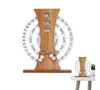 Wooden Desk Calendar, Perpetual Desk Calendar, Reusable Disc Calendar Time Record Card | Permanent Desk Decor, Beautiful Wooden Desk Decor for Home Living Room