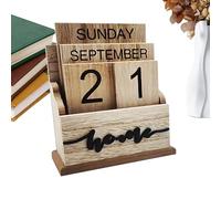 Wooden Desk Calendar - Retro Multipurpose Perpetual Calendar | Reusable Blocks for Bedrooms, Decorative Date Display for Home, Work