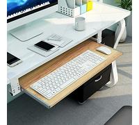 Wooden Desk Extension with 6 Colors Sliding Keyboard Tray & Drawer Under-Desk Storage Shelves for Mouse Space-Saving Design Home Office Essentials