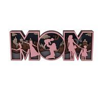 Wooden Desk Letters Decor Exquisite Cute Shape Mom Letters Sign Ornament Handcrafted Premium Boxwood for Mothers Day Home Room Decoration (Small Size (29.9 X 15 X 6.7in))