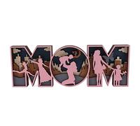 Wooden Desk Letters Decor Exquisite Cute Shape Mom Letters Sign Ornament Handcrafted Premium Boxwood for Mothers Day Home Room Decoration (Large Size (37.4 X 18.9 X 6.7in))