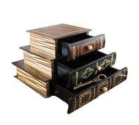 Wooden Desk Organizers, Book Shape Storage Bins with Lid, Vintage Desk Drawer Storage Box for Study Room, Desktop, Bookshelf
