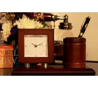 Wooden Desk Table Clock with Pen Holder Home Decoration Business Office Gift Present Idea