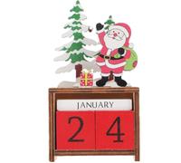 Wooden Desktop Calendar Santa Claus Christmas Season Countdown Decor | Date and Month Adjustable, Classic Wood Ornament for Desktops and Bookshelves, Festive Home Display