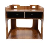 Wooden Desktop Printer Rack, Multi Layer Stand for Home Office | Vertical Storage, Reinforced Build, Keyboard Space, Sl inish, for Label Printers and Laptops