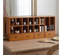 Wooden Desktop Storage Cabinet 12 Compartments 4 Drawers Desk Organiser