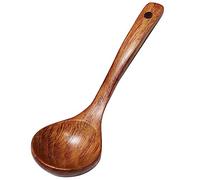 Wooden Dessert Spoon with Rounded Bowl for Ice Cream and Sweet | Handle Opening for Hook Storage, Warm Brown Wooden Tableware Look, Rounded Bowl for Soup and Dessert Spoonfuls