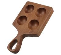 Wooden Deviled Egg Tray 4 Slot Coffee Wood with Handle | Raised Edges, Individual Slots, Fridge and Kitchen Party Use, Easy Cleaning, Space Saving Display