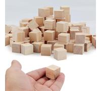 Wooden Dice 130 Pieces 2 cm Natural Wood DIY Craft Set with 12 Colors Acrylic Paint and 2 Brushes for Creative Decoration Hobby Art Studio Use Natural