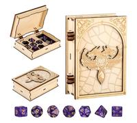 Wooden Dice Box with Acrylic Polyhedral Dice, DND Dragon Gifts for RPG Fans | Dice Storage Case, Game Nights Accessories, Tabletop Gaming Dice Container, DND Gifts for TRPG Lovers, Christmas Gift Set