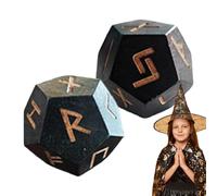 Wooden Dice - Elder Futhrk Divination Game 2 Pieces, Engraved Alphabet Oracle, Metaphysical Meditation Accessory/Pocket Size Travel Runestones,