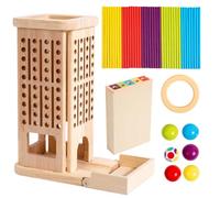 Wooden Dice Game - 21x17.2x9.5cm Educational Board Toy, Color Sorting Math Learning Activity Fine Motor Skill Development Game for Kids Preschool Classroom Family Play