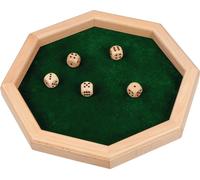 Wooden Dice Plate with 5 Dice - 27.5 cm Diameter Goki Multi 1 Pack