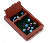 Wooden Dice Tray for Rolling with Storage 5.5 x 8 Inch Box Vault Metal Latch Secures Lid for Travel Tabletop Games, Board Games, Dungeons and Dragons