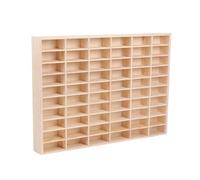 Wooden Diecast Car Display Rack 1:64 Solid Diecast Wood Car Model Storage Box Toy Storage Shelves with 60 Slots Wooden Cube Storage Box (52x4x35.6cm)