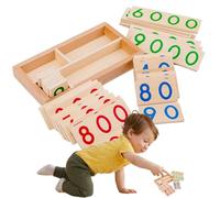 Wooden Digit Toys - 1-9000 Digital Number Cards, Educational Game for Learning Whole Numbers, Colorful Woods, Safe Eco-friendly Material, Hand-Eye Coordina