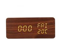 Wooden Digital Alarm Clock, LED Display, Adjustable Dimmer, Wireless Charging, Home Decor, Gifts for Fathers, Friends, with Snooze, for Office, Room Use
