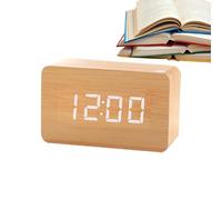 Wooden Digital Alarm Clock: Stylish LED Desk Clock | Electric Alarm Clock with Temperature Display, Snooze Function, Adjustable Brightness, Sound Control, Modern Wooden Clock