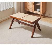 Wooden Dining Bench with Rattan Seat - Backless Design for Dining Room, Entryway, Poolside, Gardens, or as an End-of-Bed Bench