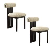 Wooden Dining Chair Set, Upholstered Kitchen Chairs, Solid Wood Legs, Ideal for Restaurants, Study Rooms, Living Rooms (Black & Beige, 1 PC)