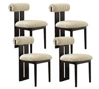 Wooden Dining Chair Set, Upholstered Kitchen Chairs, Solid Wood Legs, Perfect for Restaurants, Study Rooms, Living Rooms (Black & Beige, 1 Piece)