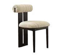 Wooden Dining Chair Set, Upholstered Kitchen Chairs with Solid Wood Legs, Ideal for Restaurants, Study Rooms, Living Rooms (Black & Beige, 1PCS)