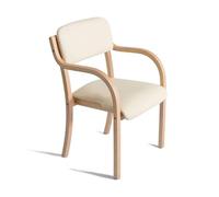Wooden Dining Chair with Armrests, Modern Upholstered Seat for Kitchen, Living Room, Office, Lounge, Café - Max Load 150kg, Stylish & Comfortable Furniture