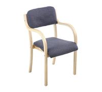 Wooden Dining Chair with Armrests, Upholstered Modern Armchair for Kitchen, Living Room, Office, Lounge, Reception, Café - Max Load 150kg, Stylish & Comfortable