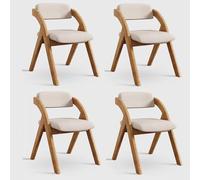 Wooden Dining Chairs, Folding Chairs with Soft Cushions, Office Chairs, Stools, Portable Non Installation Folding Dining Chairs for Living Rooms and Kitchens, Wood color-4PCS