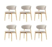 Wooden Dining Chairs Modern Linen Upholstered Kitchen Chairs with Back and Wood Frame Farmhouse Dining Room Chair for Kitchen Living Waiting Room C,6PCS